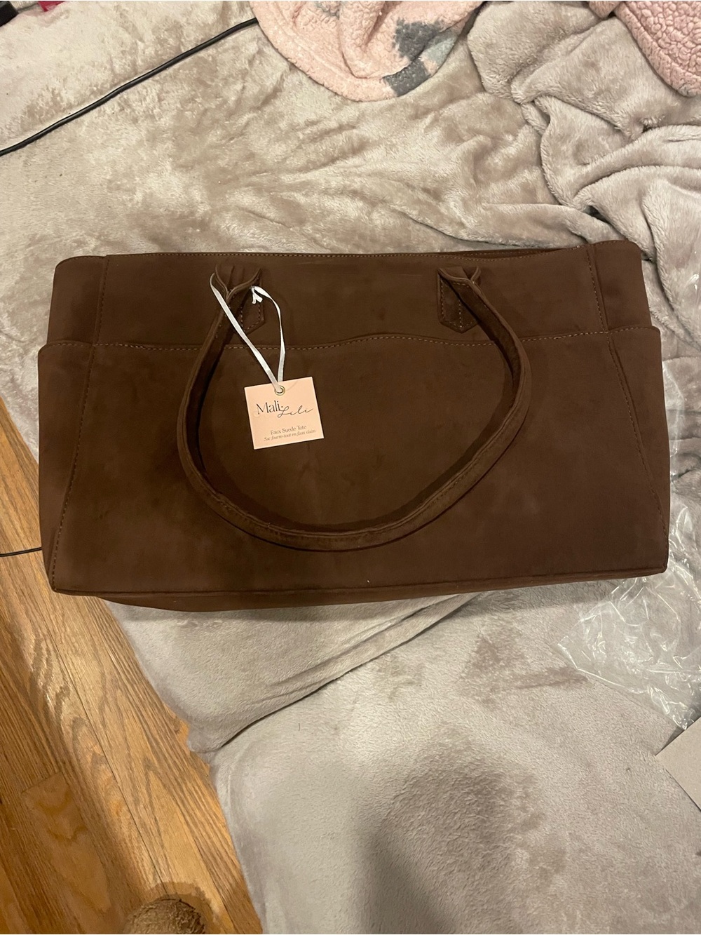 NWT Mali & Lili Brown faux Suede Tote Bag